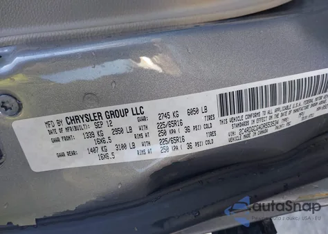 2013 Dodge Grand Caravan Sxt из США, поврежденный, VIN 2C4RDGCG4DR553534